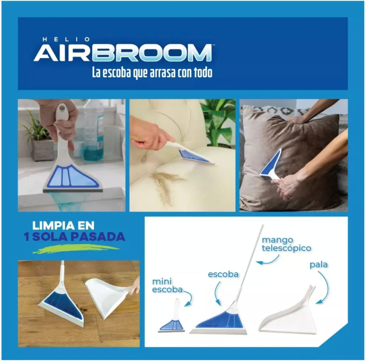 Helio AirBroom®️ - Set de limpieza barredora de goma