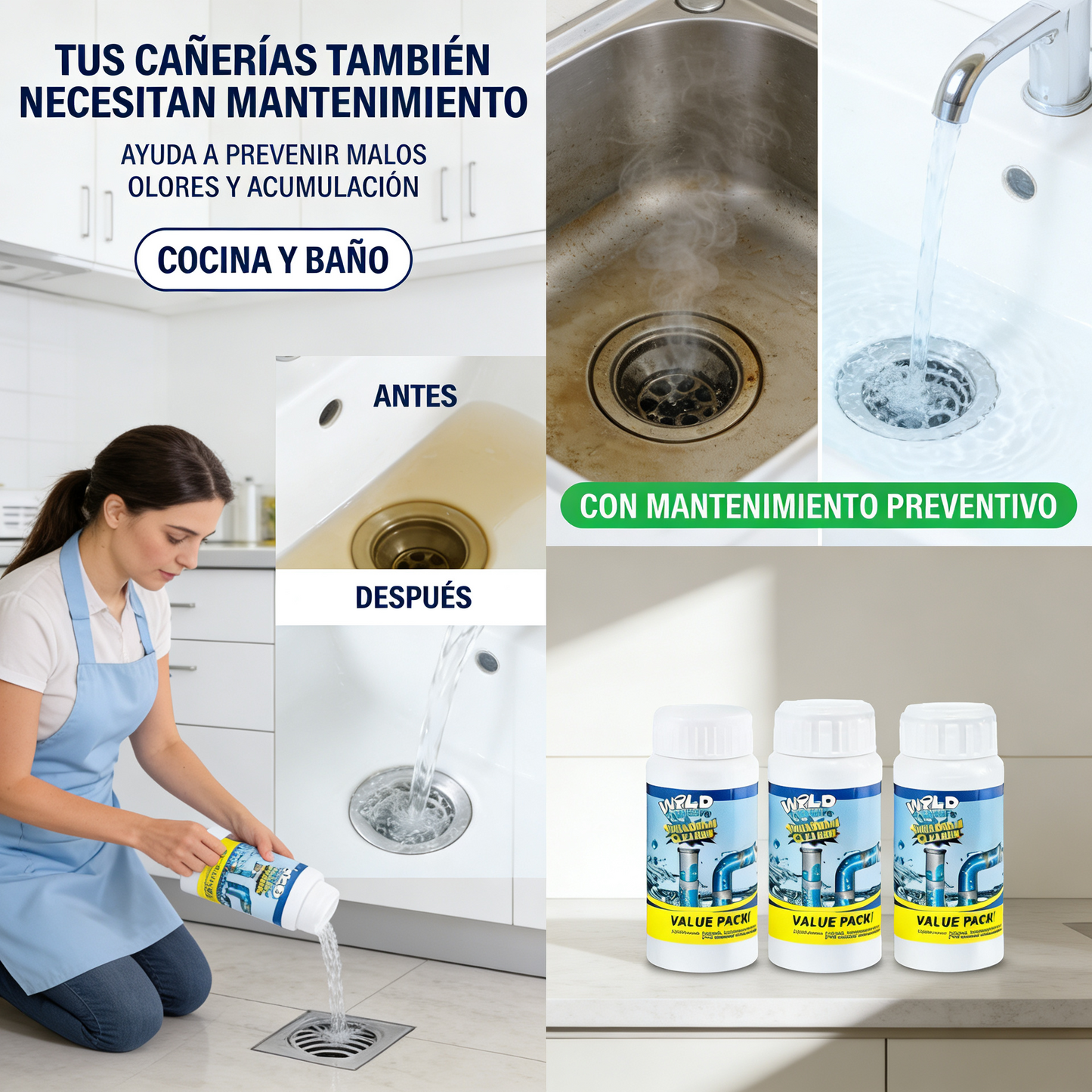 Polvo Limpiador de Cañerías x3