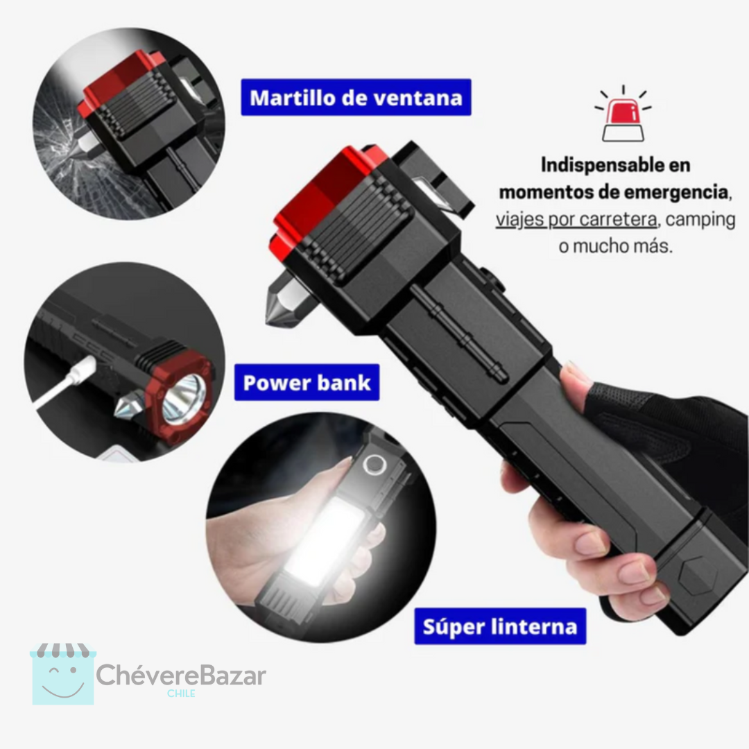 SafeBeam ᴛᴍ - Linterna Multifuncional Recargable