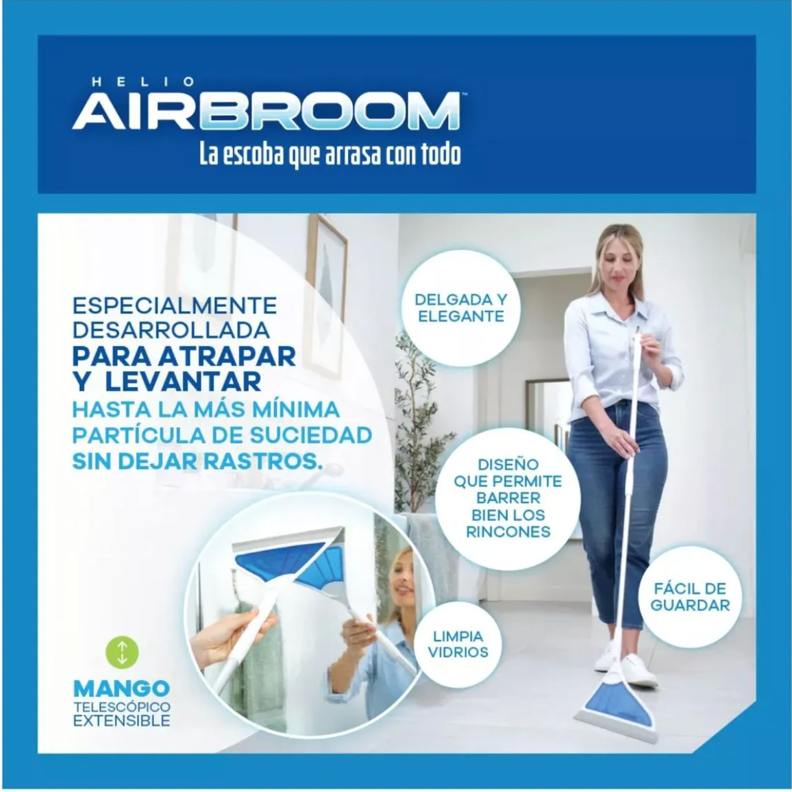 Helio AirBroom®️  - Set de limpieza barredora de goma