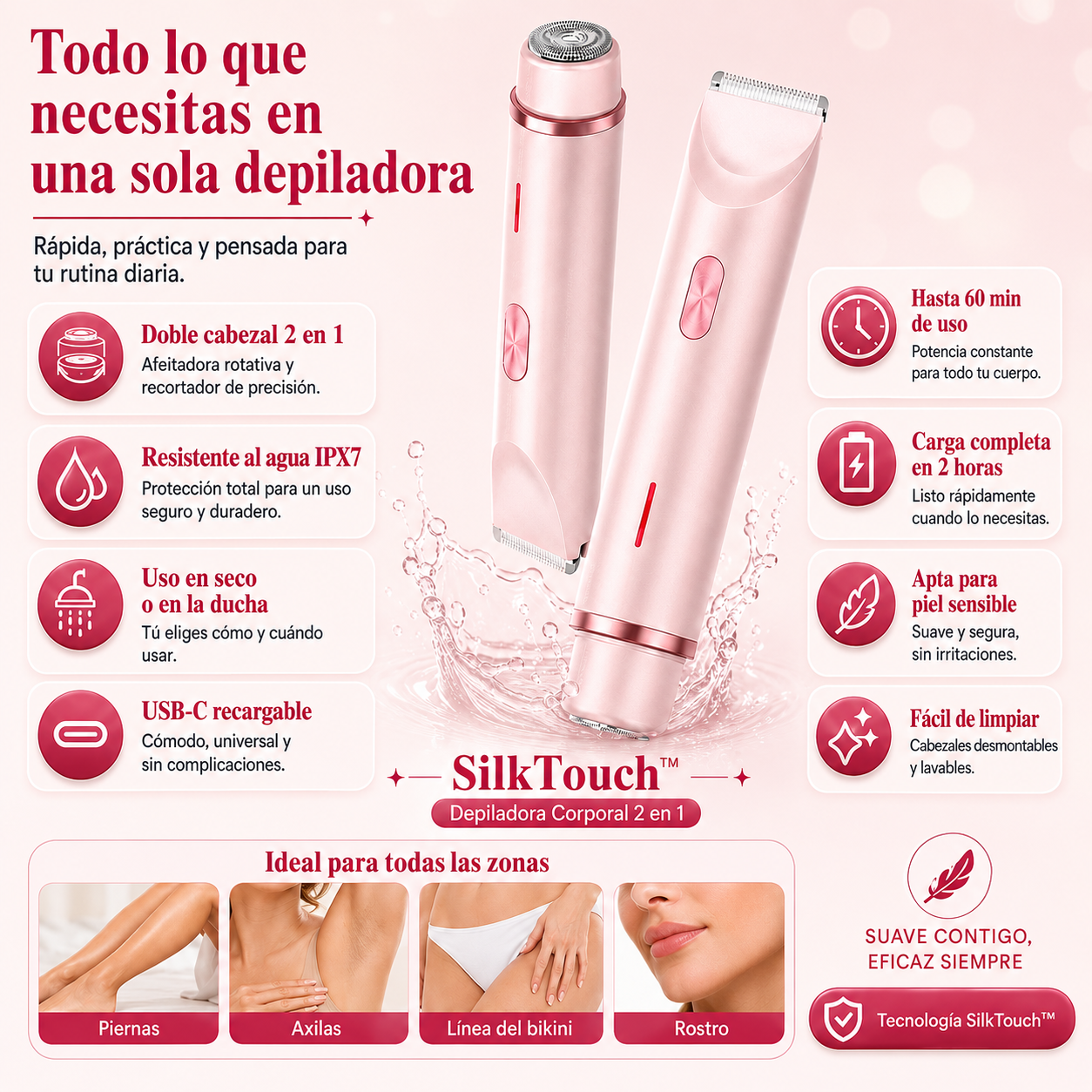 SilkTouch™ - Depiladora Corporal 2 en 1