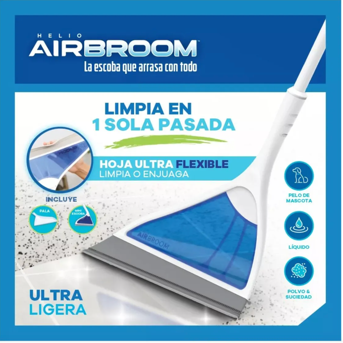 Helio AirBroom®️  - Set de limpieza barredora de goma