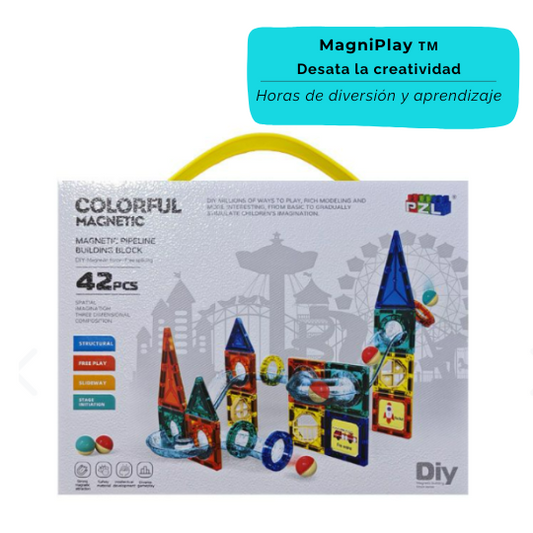 MagniPlay ᴛᴍ  - Set de bloques magnéticos 42 piezas
