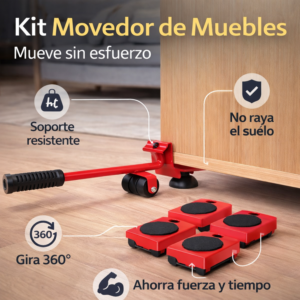 MoveSmart™  - Kit Movedor de Muebles con Palanca y ruedas