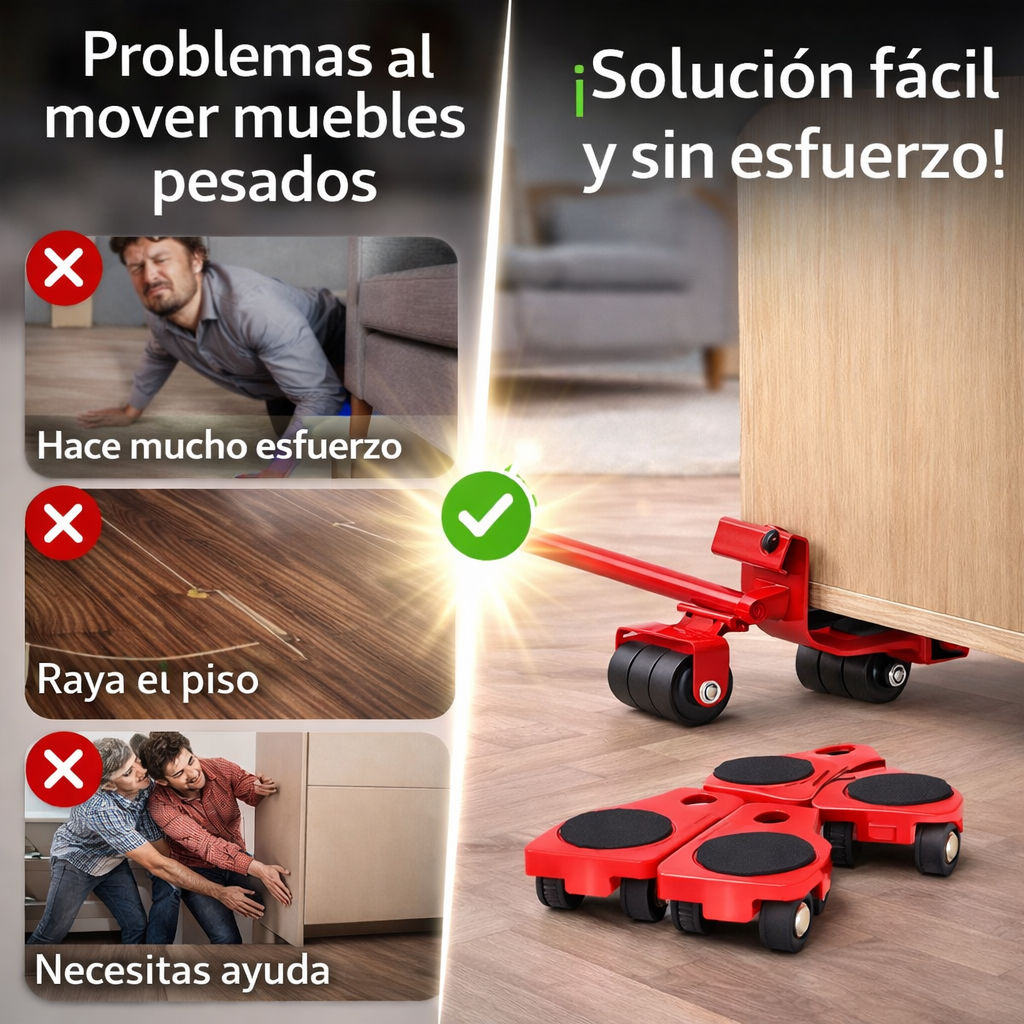 MoveSmart™  - Kit Movedor de Muebles con Palanca y ruedas